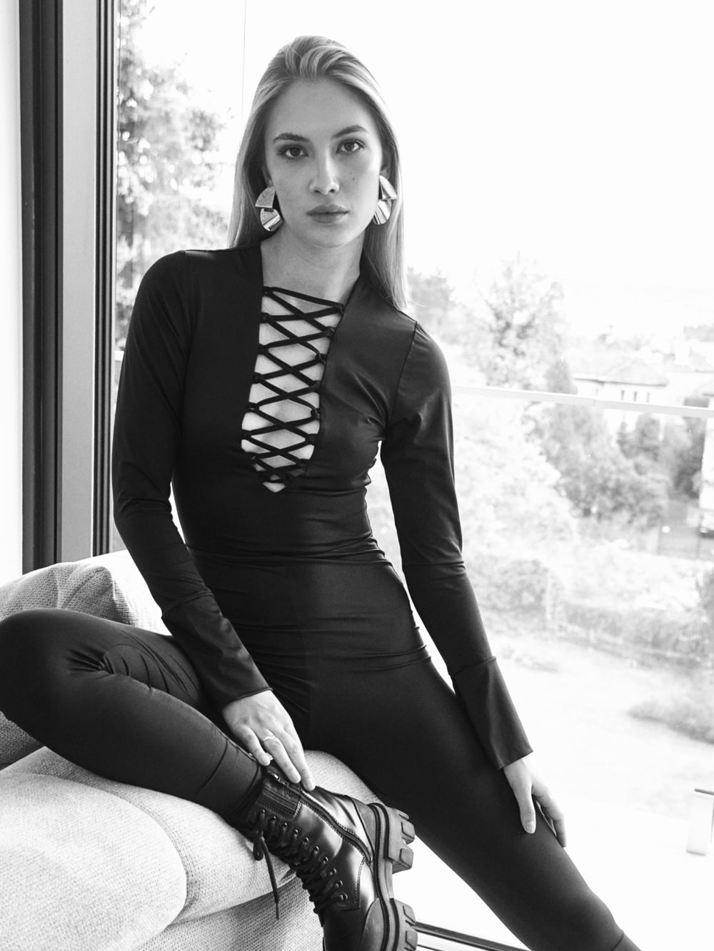 Lace up detail overall