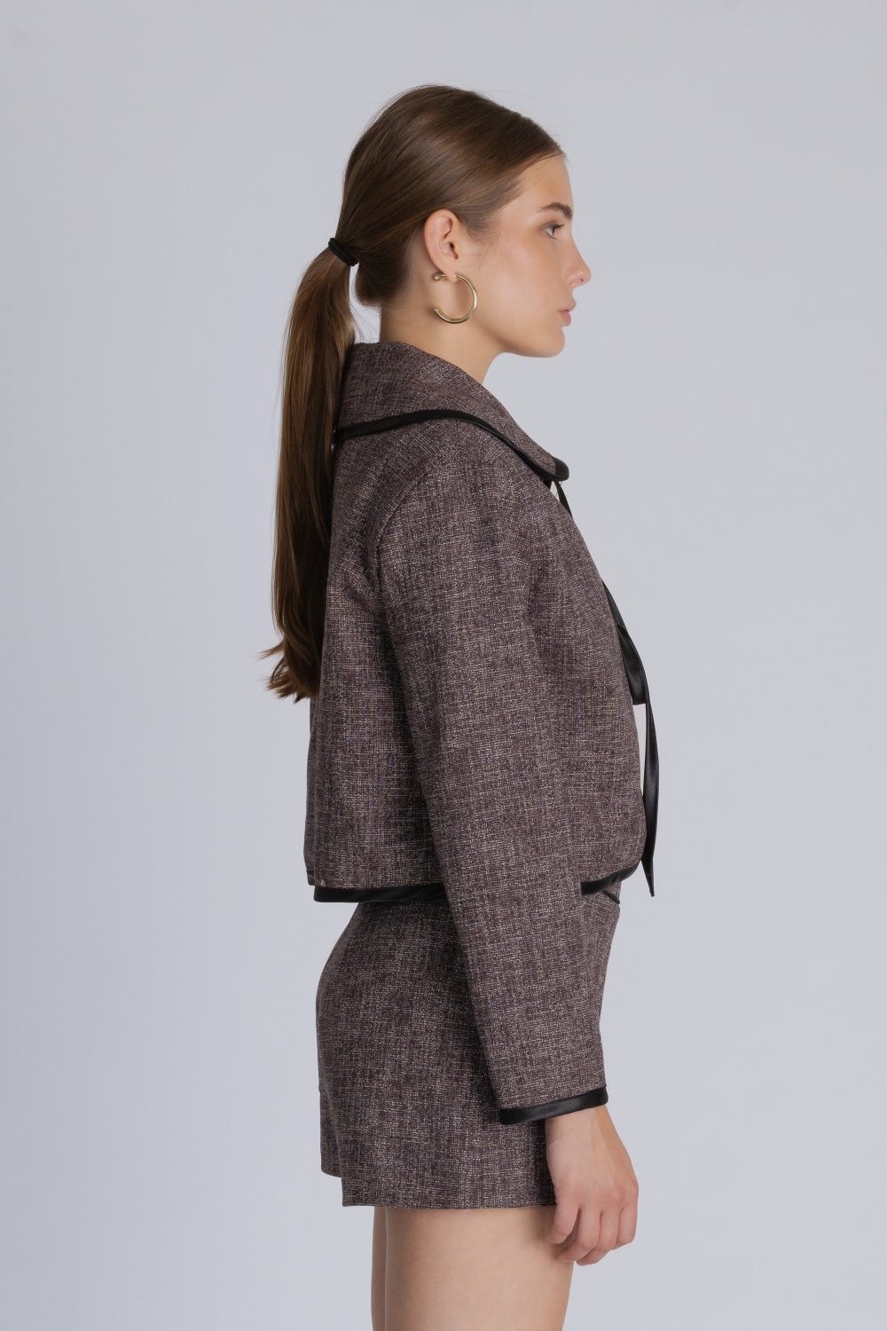 Round collar blazer mauve