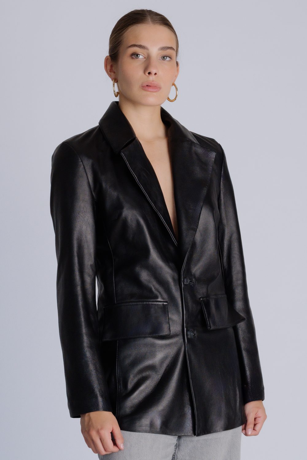Calfskin oversized blazer black